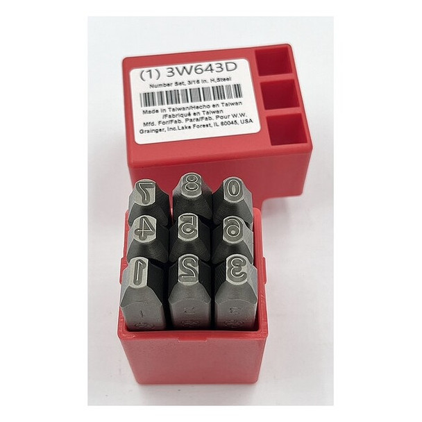 Manufacturer Varies Hand Stamp Kit, Number Set 3W643