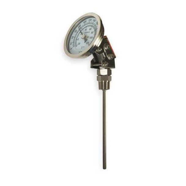 Bimetal Thermom, 5 In Dial, 0 to 250F, Stem Dia.: 1/4 in