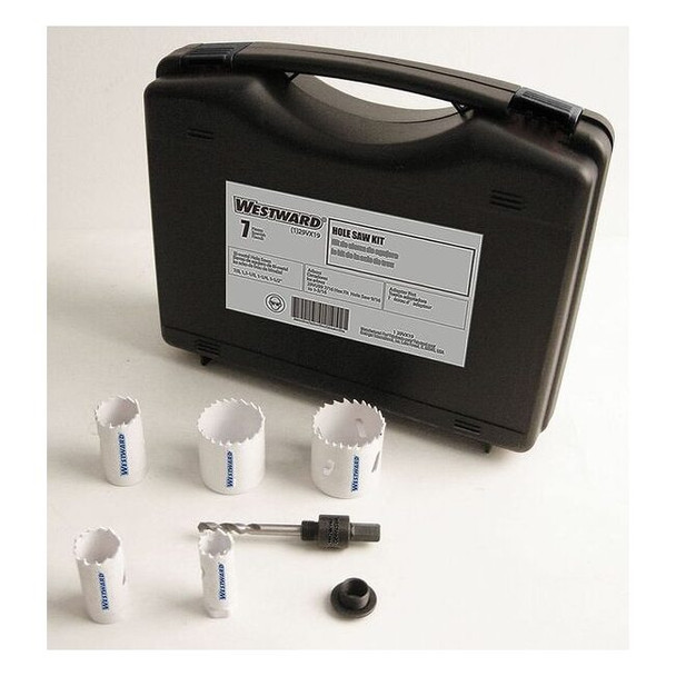 Westward Hole Saw Kit,7pcs,Sizes:0.875"-1.5" 29VX19
