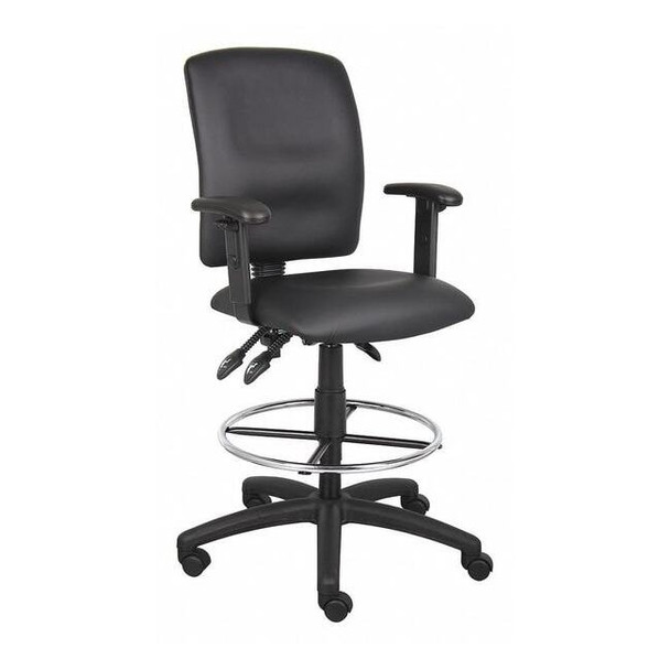 Manufacturer Varies Leather Drafting Chair, 29 1/2-, Adjustable, Black 452R14