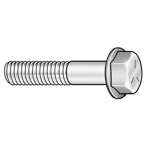 Grade 5, 1/4"-20 Flange Bolt, Zinc Plated Steel, 3/4 in L, 50 PK