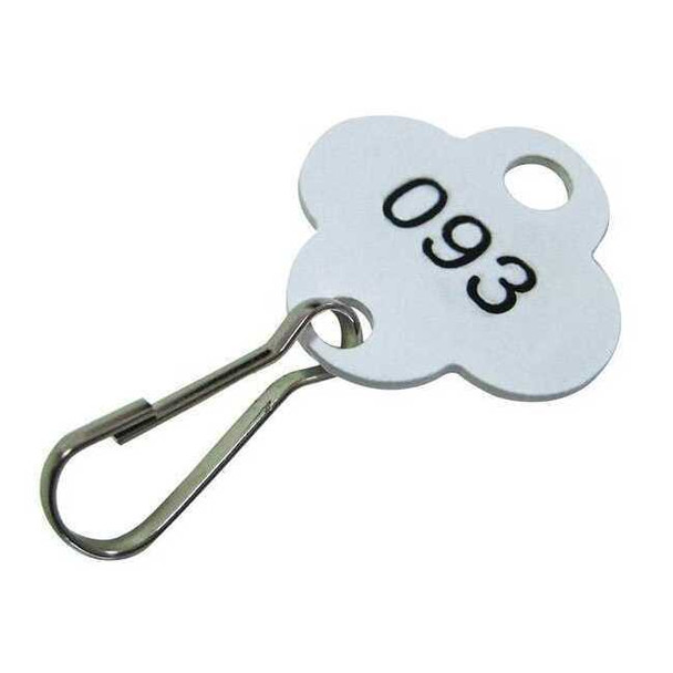Key Tag, White, Plastic, Plastic Shamrock Shape Tag, Nickel Plated 100 PK