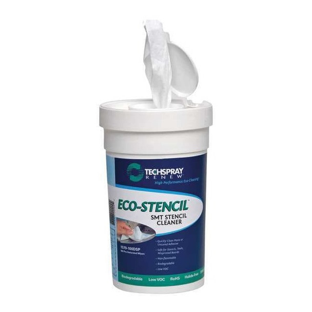 Techspray Wet Cleaning Wipes,Canister,White 1570-100DSP