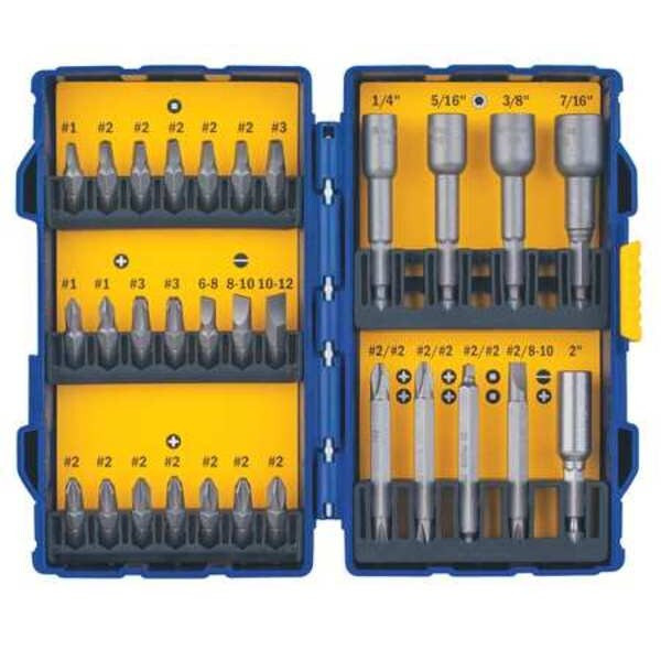 Irwin DriverBitSet,30pcs,Steel,Shank:1/4" IWAF1230