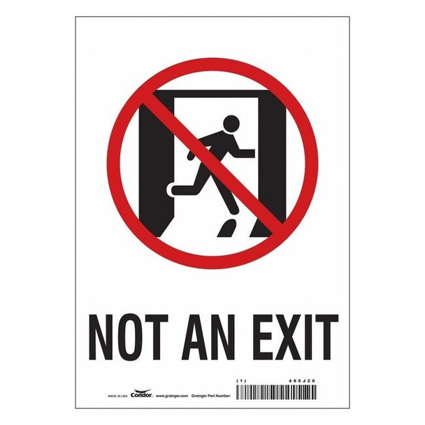 Condor Exit Sign, Vinyl, 7" W, 10" H, Not An Exit, White 480J20