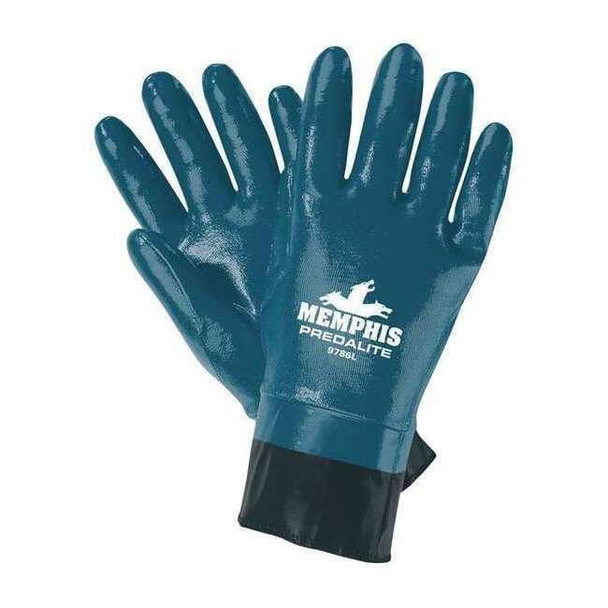Chemical Resistant Gloves, Nitrile, 11 in L, 15.00 mil, Blue, M, 12 PK