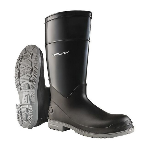 Men's PolyGoliath Rubber Boot, Steel Toe, 16" Height, Black/Gray, 6