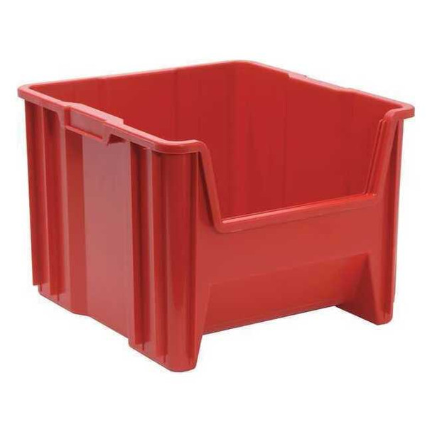 Storage Bin, Polyethylene, Red, 12 1/2 in H, 16 1/2 in W, 17 1/2 in L