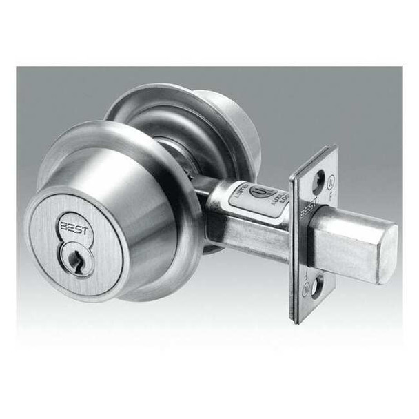 Best Deadbolt,Cylindrical,Satin Chrome 8T37MSTK626