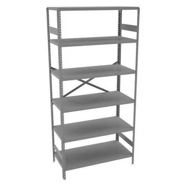 Metal Shelving Unit, 18"D x 36"W x 75"H, 6 Shelves, Carbon Steel