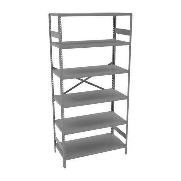 Metal Shelving Unit, 18"D x 36"W x 75"H, 6 Shelves, Carbon Steel