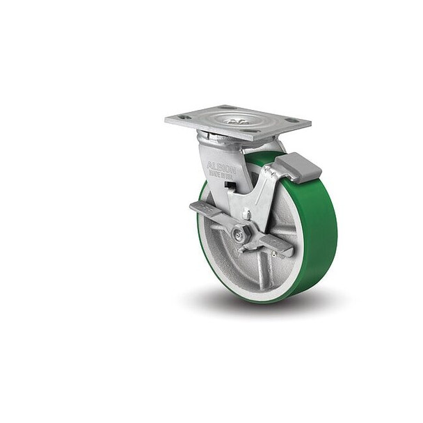 5" X 2" Non-Marking Polyurethane Swivel Caster, Face Brake, Loads Up To 1000 lb