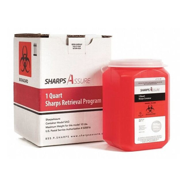 Sharps Assure Sharps Container,1 gal.,Red,Snap Lid SAQ-12