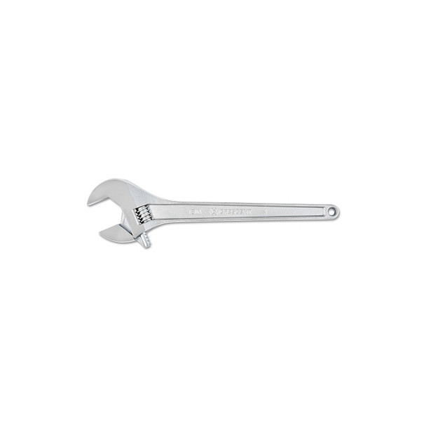Adjustable Chrome Wrench, 24 in OAL, 2-7/16 in Opening, Chrome Plated, Tapered Handle