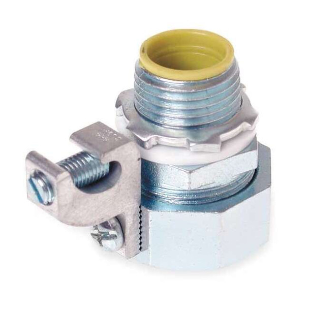 Conduit Fitting Connector, 2 in, Liquid-Tight, Steel, Electro Zinc Plated, Gray