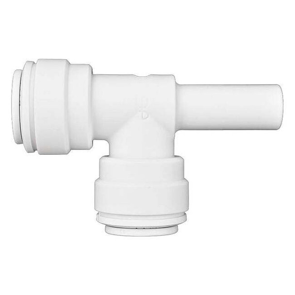 Push-Fit Tee Fitting, 3/8 in Tube Size, Polypropylene, White, 10 PK