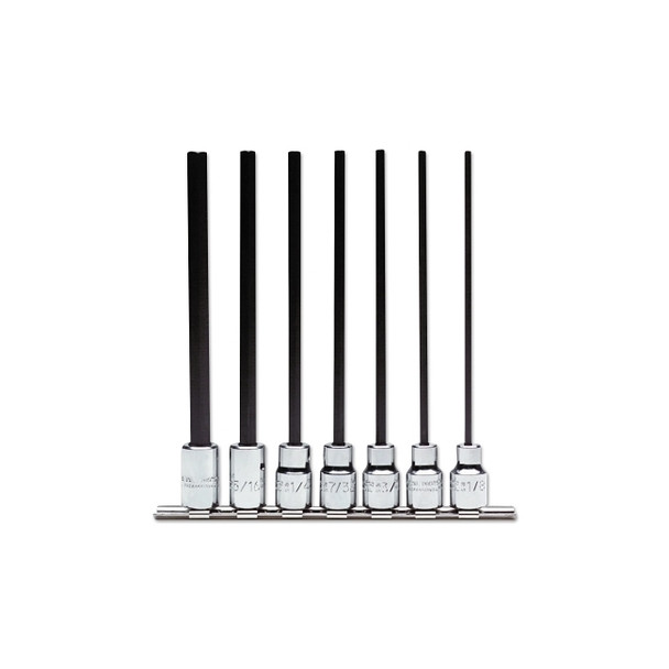7 Piece Extra-Long Hex Bit Socket Set, 3/8 in Drive, 6 Points, Inch