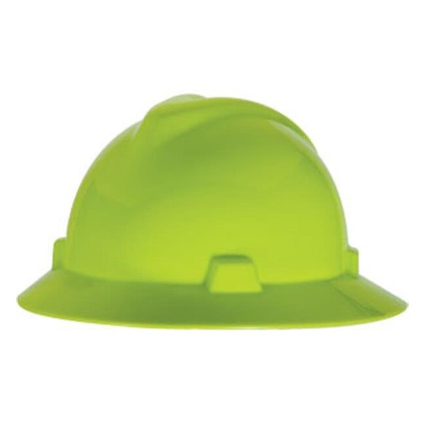 MSA V-Gard® Slotted Hat w/ Fas-Trac® Suspension, Bright Lime Green, 1/Each
