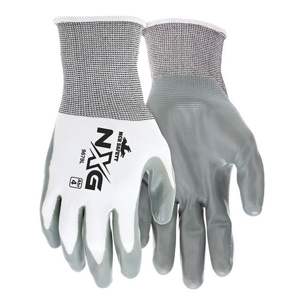 MCR Safety® NXG® Nitrile Dip Gloves, Small, White/Gray, 12/Pair