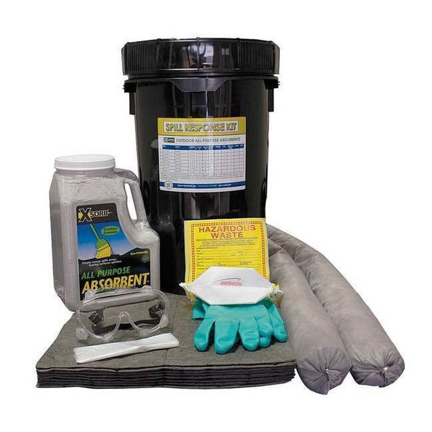 Xsorb Spill Kit, 5 gal Volume Absorbed per Kit, Bucket, Black XK600D