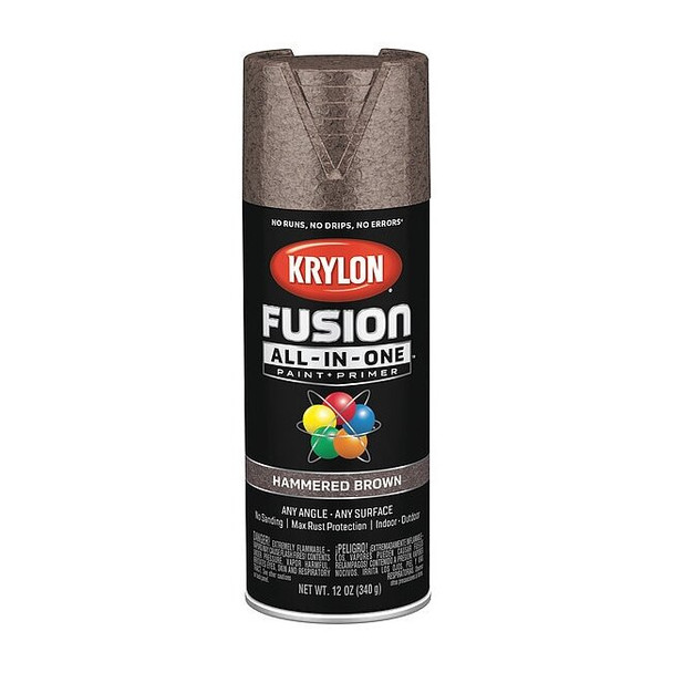 Krylon Hammered Spray Paint, Brown, Gloss, Solvent, 12 oz K02783007