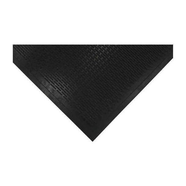 Drainage Mat, 5 ft L x 3 ft W, 1/4" Thickness, Rubber, Raised Bar, Black