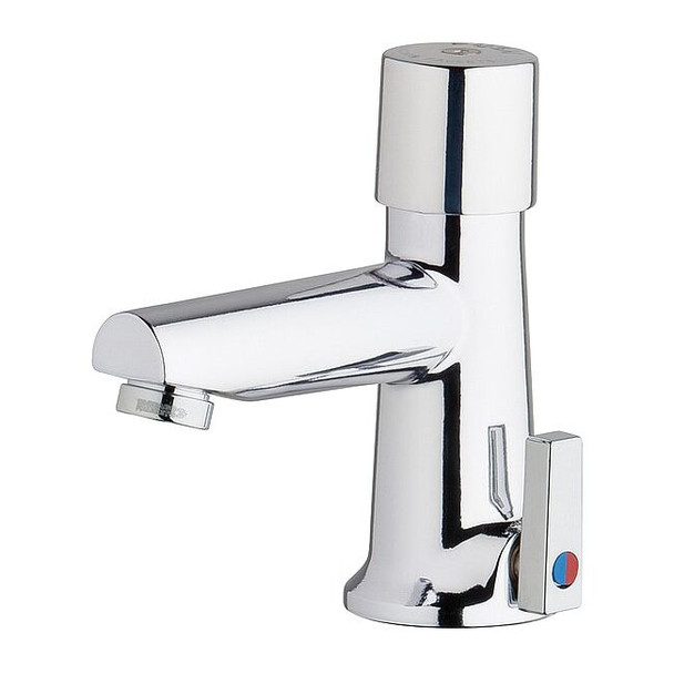 Metering Single Hole Mount, 1 Hole Straight Spout Bathroom Faucet, Chrome plated