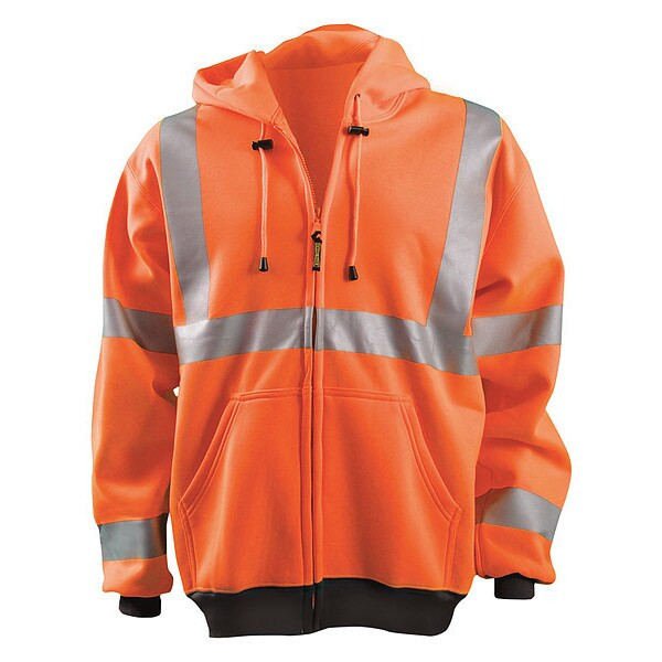 Occunomix Unisex Hooded Sweatshirt, Polyester, zipper, Orange, XL LUX-HZSWT-OXL