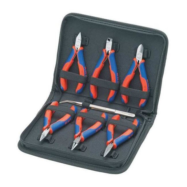 Knipex 6 Piece Plastic Grip Precision Plier Set Dipped Handle 00 20 16