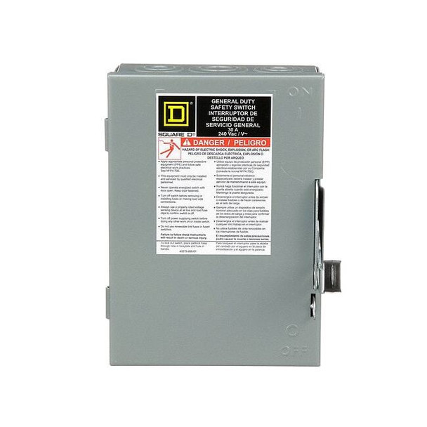 Square D Fusible, Safety Switch, General Duty, 240 V, 2PST D221N
