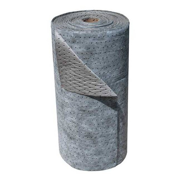 Sorbent Roll, 48 gal, 30 in x 360 ft, Universal, Gray, Polypropylene