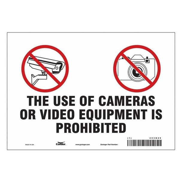 Security Sign, 7 in H, 10 in W, Vinyl, Vertical Rectangle, English, 453N49