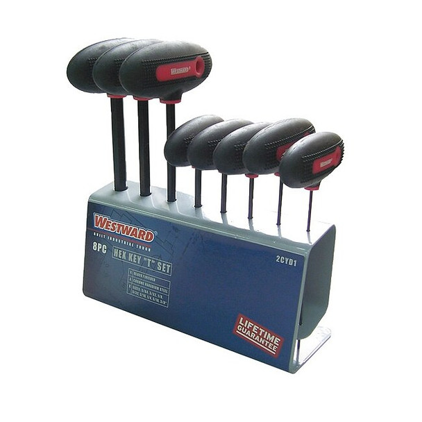 Westward 8 Piece SAE T-Shape Hex Key Set, 2CYD1 2CYD1