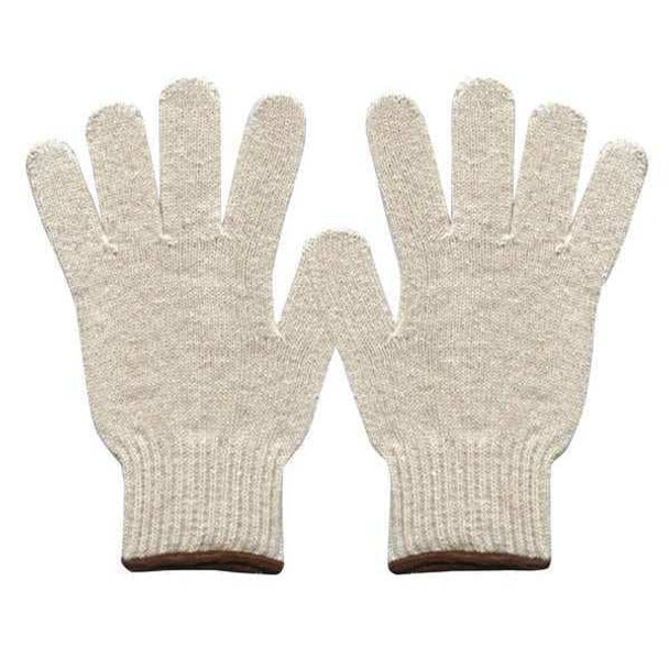 Knit Gloves, Cotton, Polyester, None Uncoated, Knit, Natural, L, 144 PK