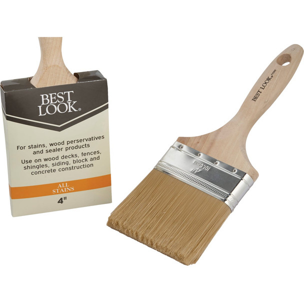 Best Look 4 In. Polyester Staining & Waterproofing Stain Brush 772282