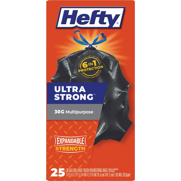 Hefty Ultra Strong 30 Gal. Large Black Trash Bag (25-Count) E80627