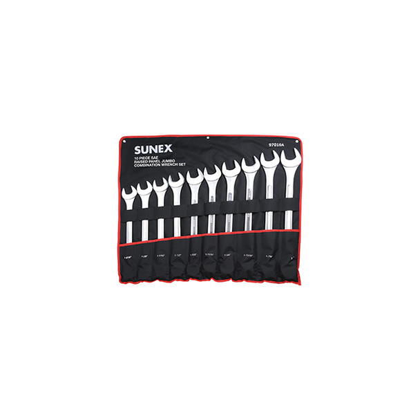 10 Piece SAE Raised Panel Jumbo Combination Wrench Set 97010A