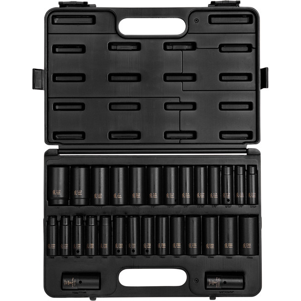 29 Pc. 1/2" Drive SAE & Metric Master Double Deep Impact Socket Set 5153DD