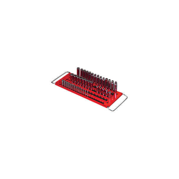 1/4", 3/8", & 1/2" Dr 76-Posts 5 Row Lock-a-Socket Tray, Red LASTRAY