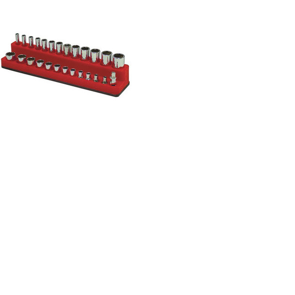 1/4" Dr Shallow/Deep 26-Hole Magnetic Socket Organizer, Std Red 721