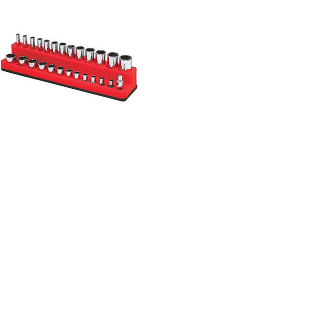1/4" Dr Shallow/Deep 26-Hole Magnetic Socket Organizer, Rocket Red 727