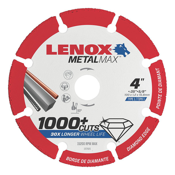 METALMAX Diamond Edge Cutoff Wheel, AG 4" x 5/8" 1972920