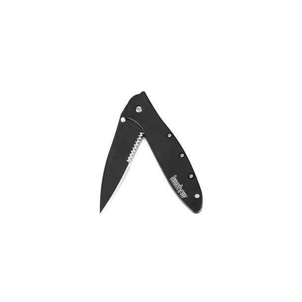 Black Leek Serrated Folding Knife w/ Speedsafe 1660CKTST