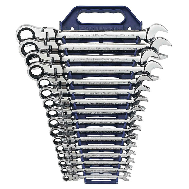 16 Pc. 12 Point Flex Head Ratcheting Combination Metric Wrench Set 9902D