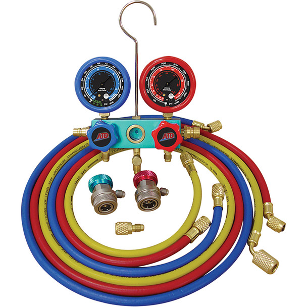 Deluxe Dual  R134a/R12  Aluminum A/C  Manifold Gauge Set 3696