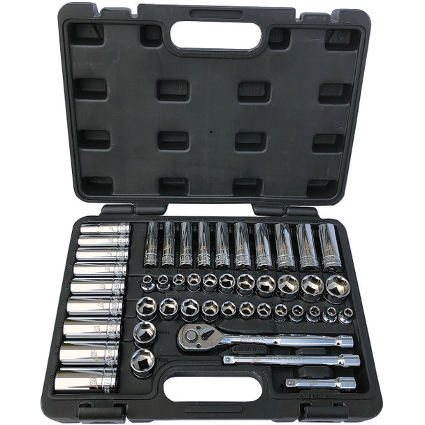 47 Pc. 3/8" Drive 6 Point SAE and Metric Pro Socket Set 1245