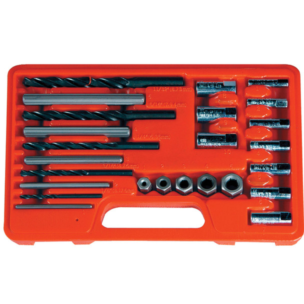 25 Pc. Screw Extractor,  Drill & Guide Set 9447