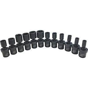 12-Pc. 1/4” Drive 6 Point Metric Standard Universal Impact Socket Set 2212