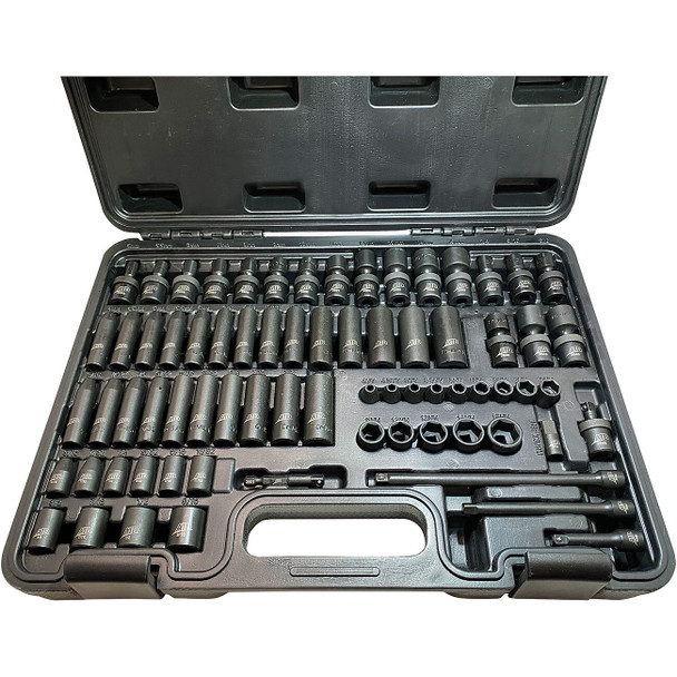 72-Pc. 1/4” Drive 6 Point SAE & Metric Standard & Deep Impact Socket Set 2275