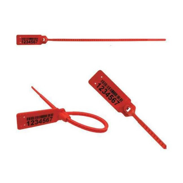 Pull Tight Barcode Seals 8-1/2" x 9/64", Red, Pk250